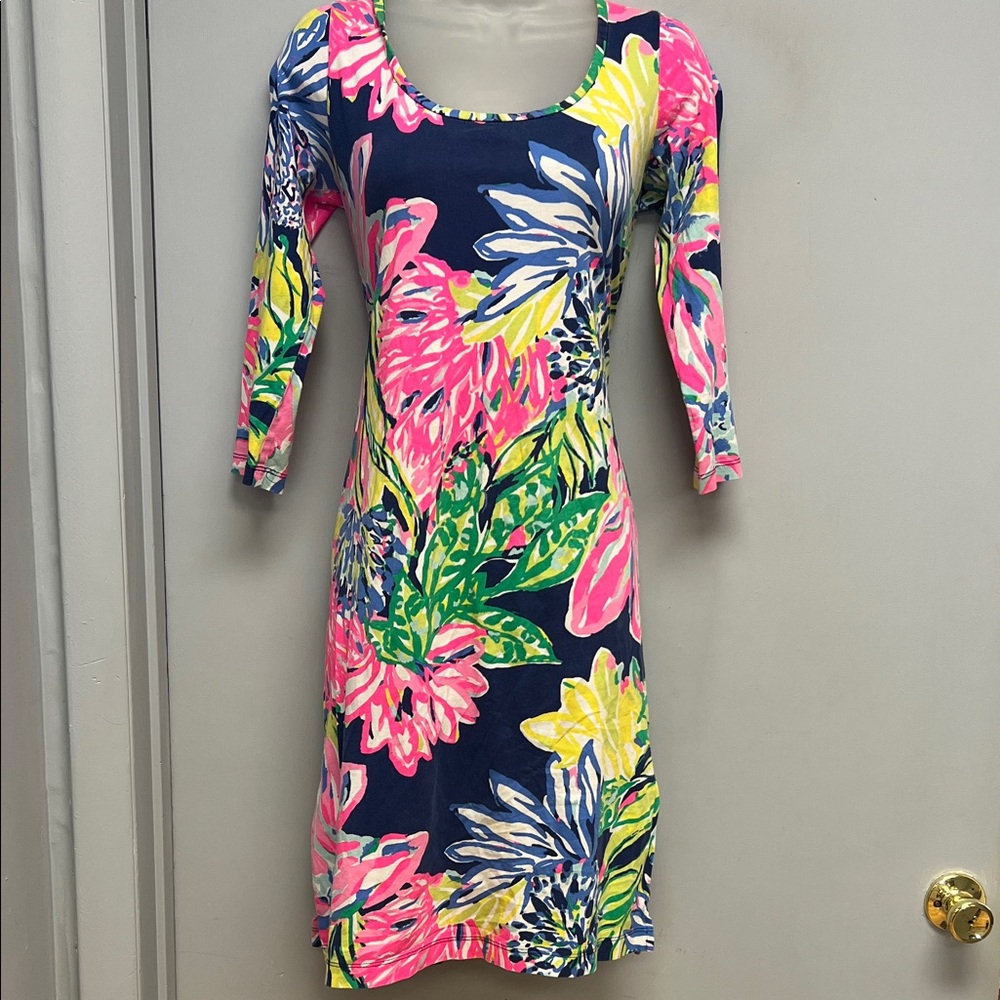 Lilly Pulitzer “Kenzie”  Pima Cotton Printed 3/4 Sleeve Dress – Size M